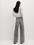 Mid Rise Seam Front Wide Leg Jeans