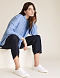 High Waisted Barrel Cropped Jeans