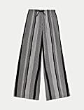Twill Printed High Waisted Wide Leg Trousers