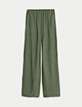 Viscose Rich Crinkle Elasticated Waist Wide Leg Trousers