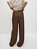 Viscose Rich Crinkle Elasticated Waist Wide Leg Trousers
