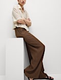 Viscose Rich Crinkle Elasticated Waist Wide Leg Trousers