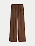Viscose Rich Crinkle Elasticated Waist Wide Leg Trousers