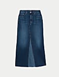 Pure Cotton Denim Maxi A-Line Skirt