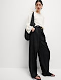 Pantalon coupe large 100 % lin