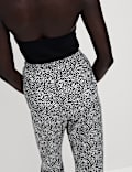 Broek van zuiver twill met toelopende pijpen, hoge taille en print