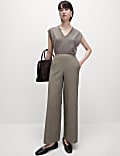 Textured Wide Leg Trousers