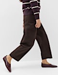 Pure Cotton High Waisted Barrel Leg Cropped Trousers