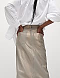 Denim Foil Metallic Maxi Skirt