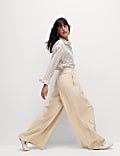 Lyocell Rich Pleated Wide Leg Trousers