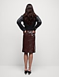 Vinyl Knee Length A-Line Skirt