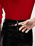 Vinyl Knee Length A-Line Skirt