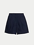Pantalones cortos 100&nbsp;% lino de cintura alta