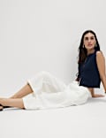 Lyocell Rich Wide Leg Cropped Trousers