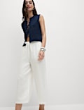 Lyocell Rich Wide Leg Cropped Trousers