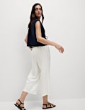 Lyocell Rich Wide Leg Cropped Trousers