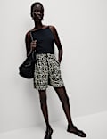 Pantalones cortos de cintura alta 100 % sarga estampados