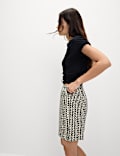Printed Pure Twill High Waisted Shorts