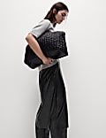 Leather Look Midi A-Line Skirt