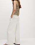 Cotton Rich Slouchy Wide Leg Trousers
