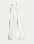 Cotton Rich Slouchy Wide Leg Trousers
