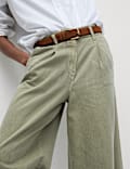 Cotton Rich Slouchy Wide Leg Trousers