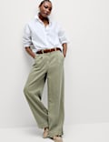 Cotton Rich Slouchy Wide Leg Trousers