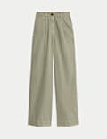 Cotton Rich Slouchy Wide Leg Trousers