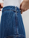 Denim High Waisted Maxi Asymmetric Skirt