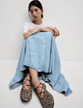 Denim High Waisted Maxi Asymmetric Skirt