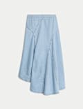 Denim High Waisted Maxi Asymmetric Skirt