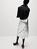 Leather Look Metallic Midi A-Line Skirt