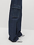 Jean cargo coupe large taille haute