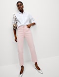 High Waisted Cropped Slim Fit Jeans