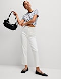 High Waisted Cropped Slim Fit Jeans