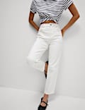 High Waisted Cropped Slim Fit Jeans