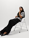 Pleated Wide Leg Trousers with Wool