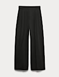 Pleated Wide Leg Trousers with Wool