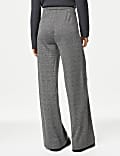Jersey Checked Wide Leg Trousers