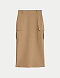 Split Back Midi Utility Cargo Skirt
