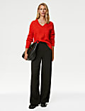 Pantalon satiné coupe large à motif jacquard