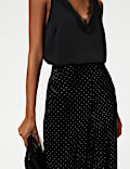 Velvet Diamante Pull On Wide Leg Trousers