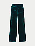 Velvet Elasticated Waist Wide Leg Trousers