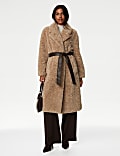 Faux Fur Belted Longline Coat