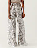 Hose mit weitem Bein, elastischem Bund und Pailletten