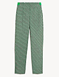 Pantalon coupe slim en coton à motif géométrique