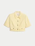 Cotton Rich Striped Short Jacket