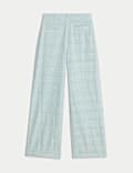Boucle Tweed Textured Wide Leg Trousers