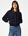 Jersey Quilted Cropped Bomber Jacket