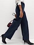 Crepe Tab Detail Wide Leg Trousers